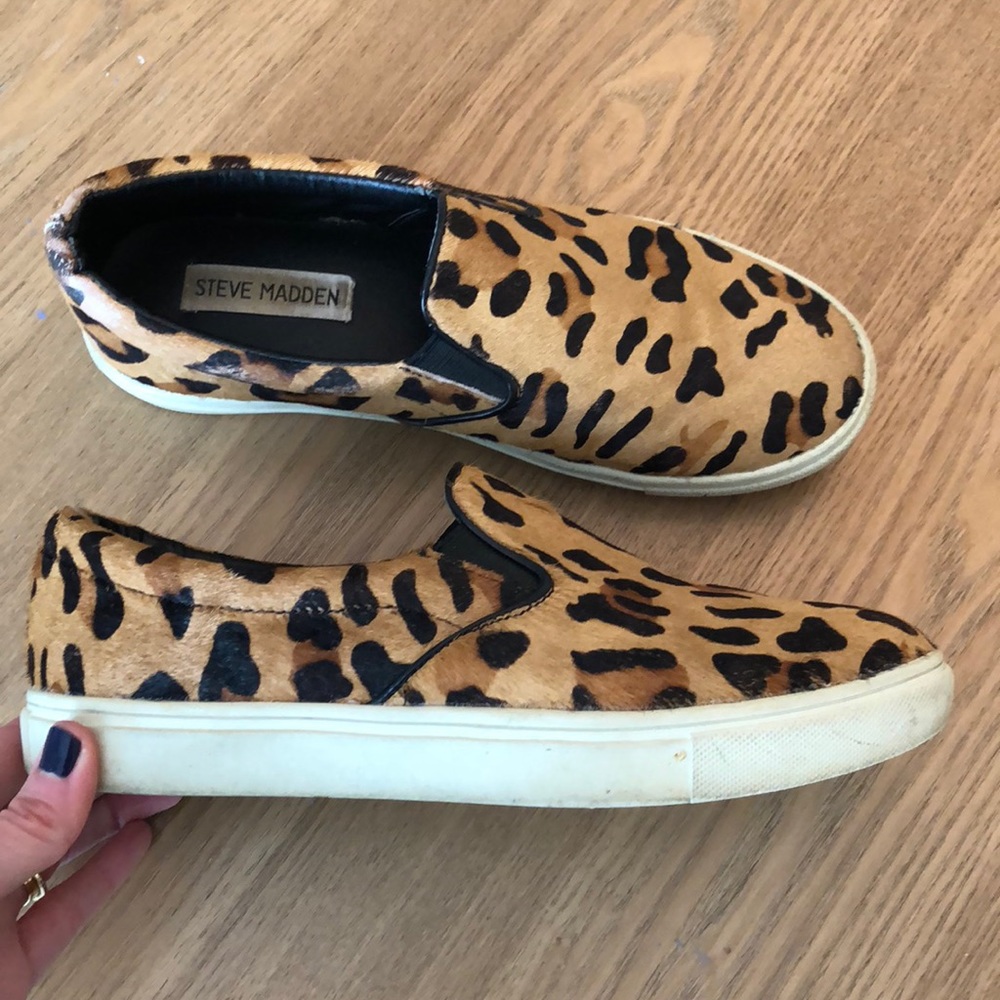 Leopard print Steve Madden slip ons